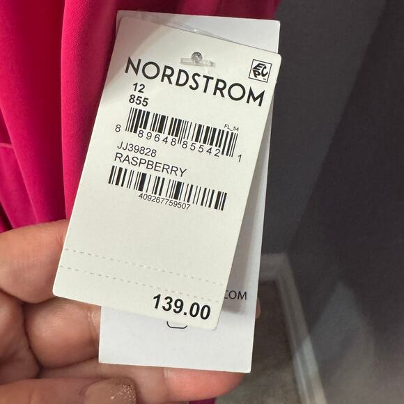 Julia Jordon Pink / Raspberry Long Sleeve Lapel Neck Wrap Midi Dress Size 12 NWT - Picture 11 of 15